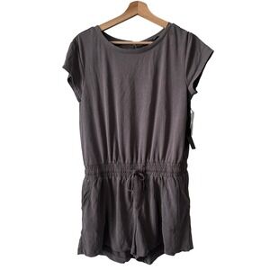 Black Tape Women's Romper Drawstring Waist Pockets Grey Small